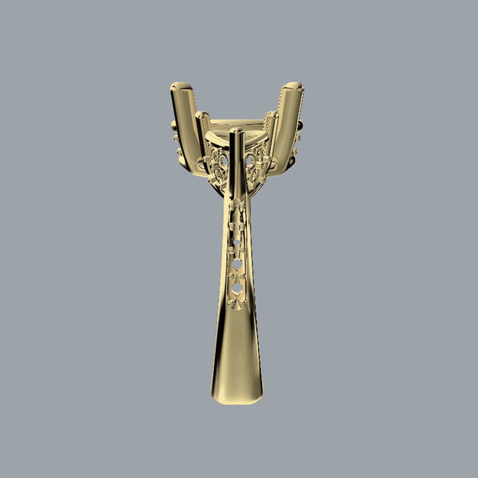 Cushion cut engagement ring in 11 sizes 3D print model_7