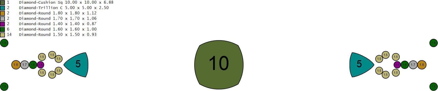 Cushion cut engagement ring in 11 sizes 3D print model_11