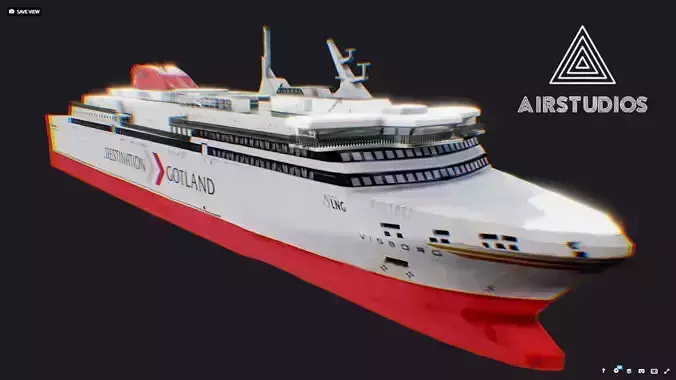 Ship Ferry Destination Gotland Boat Low-poly 3D model