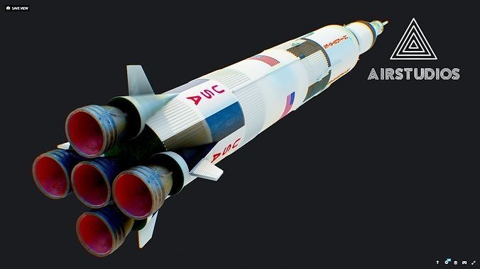 Apollo 11 Saturn 5 Rocket Low-poly 3D model