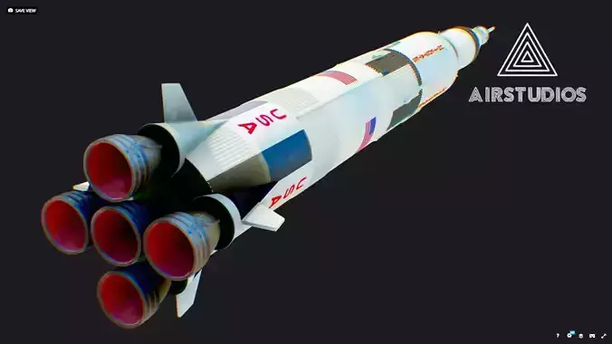 Apollo 11 Saturn 5 Rocket Low-poly 3D model