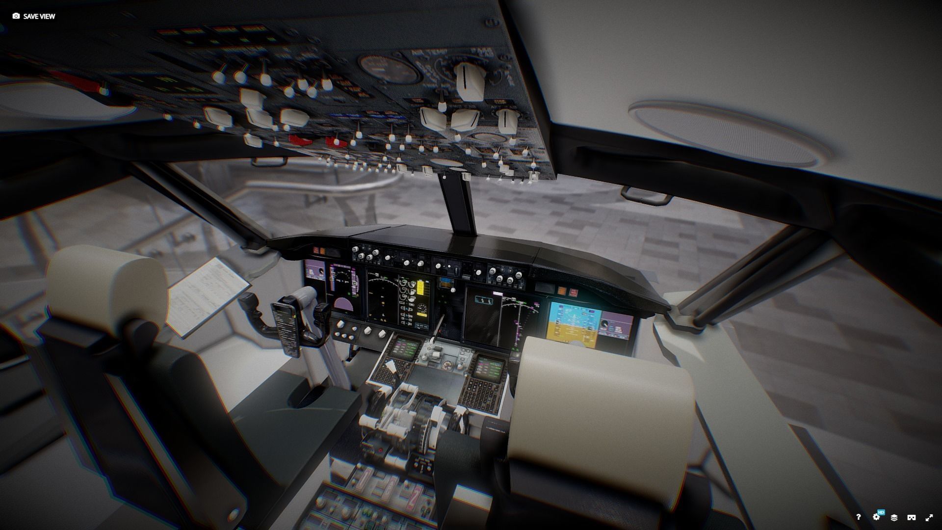 Boeing 737 Max Airplane Cockpit Low-poly 3D model_2