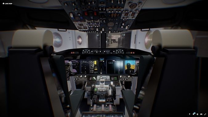 Boeing 737 Max Airplane Cockpit Low-poly 3D model
