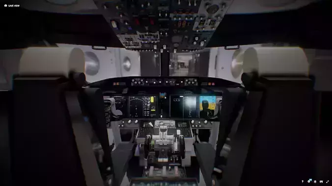 Boeing 737 Max Airplane Cockpit Low-poly 3D model