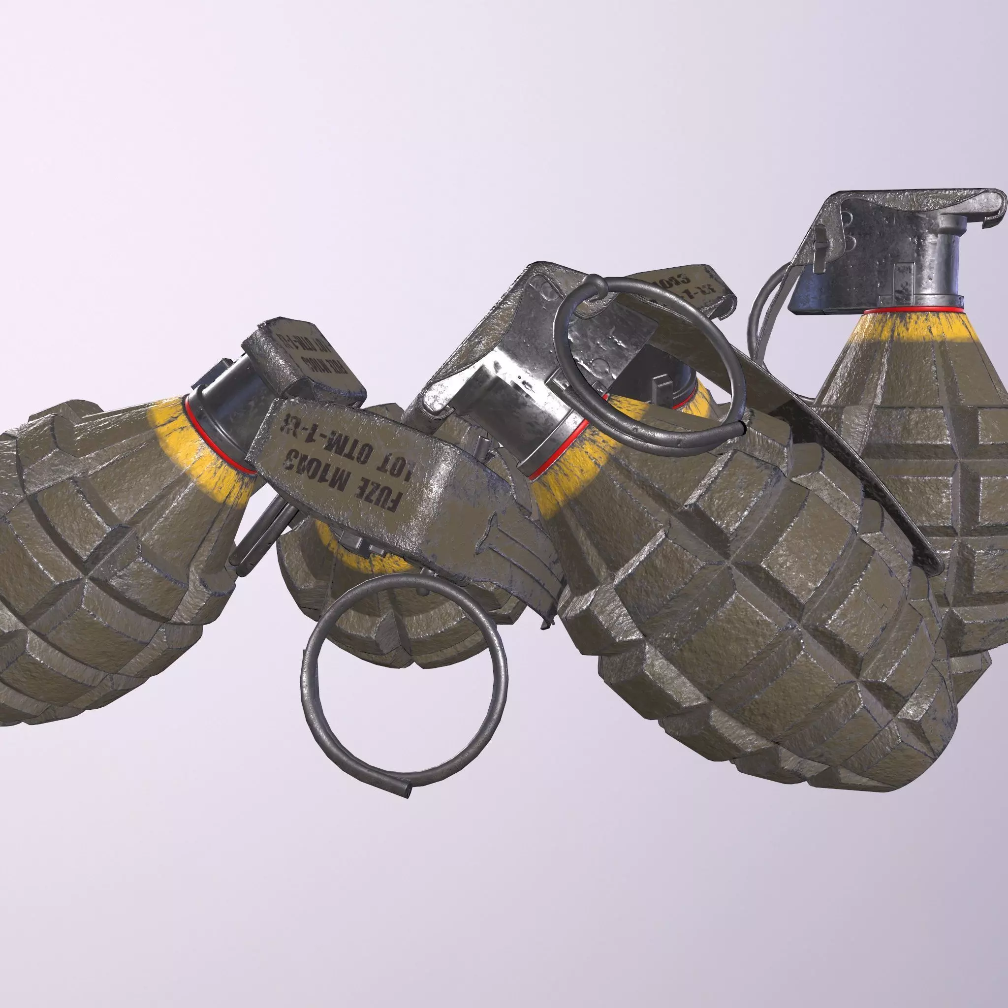 Grenade four grenades Low-poly 3D model_0