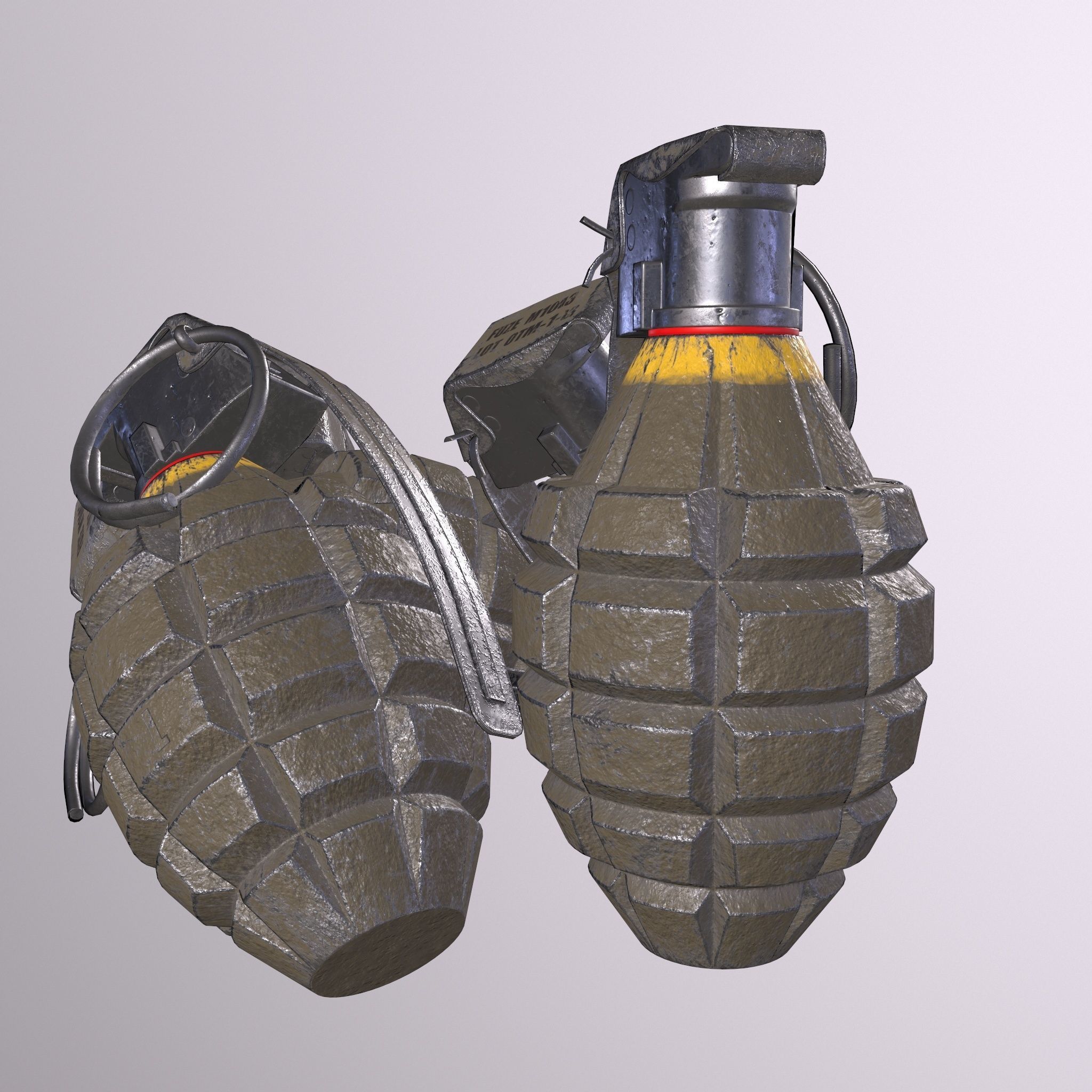 Grenade four grenades Low-poly 3D model_1