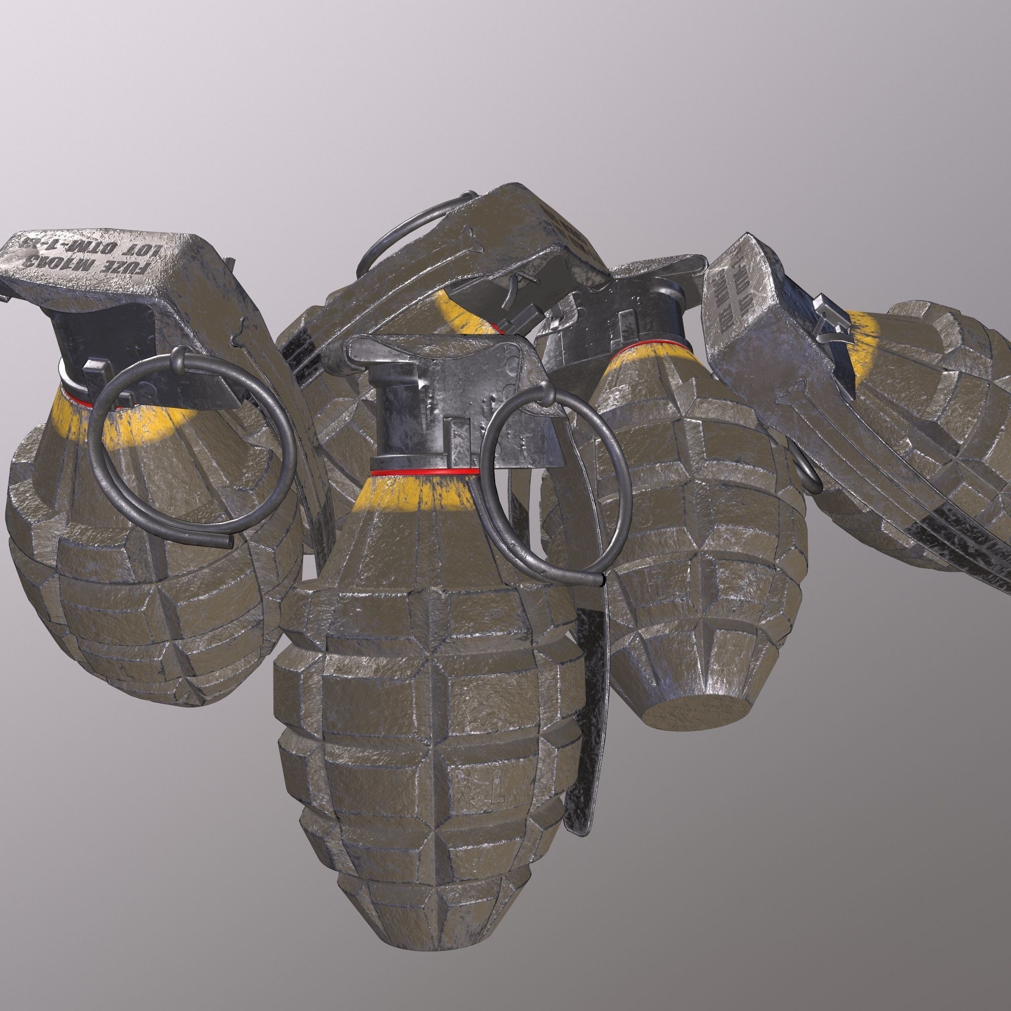 Grenade four grenades Low-poly 3D model_3