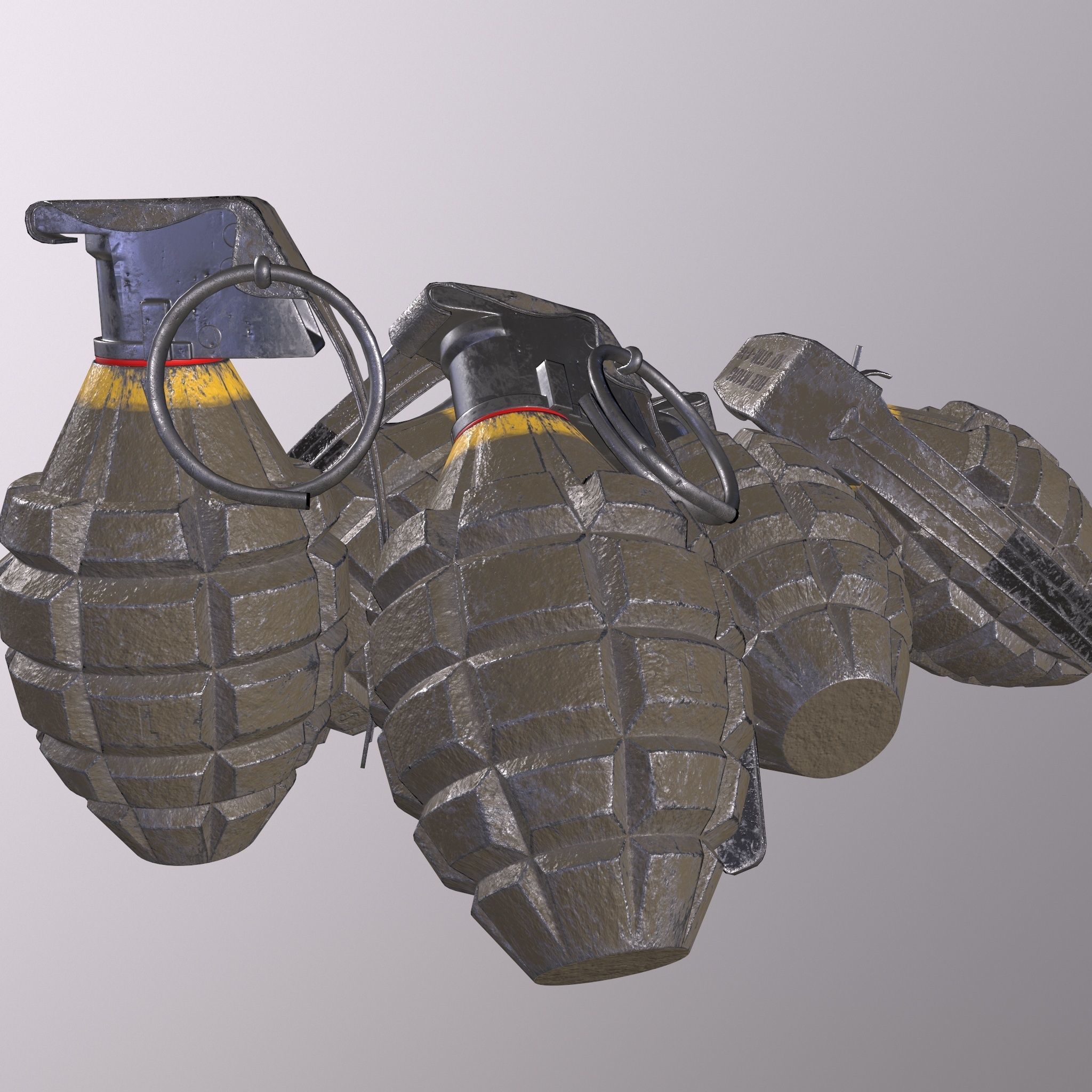 Grenade four grenades Low-poly 3D model_2