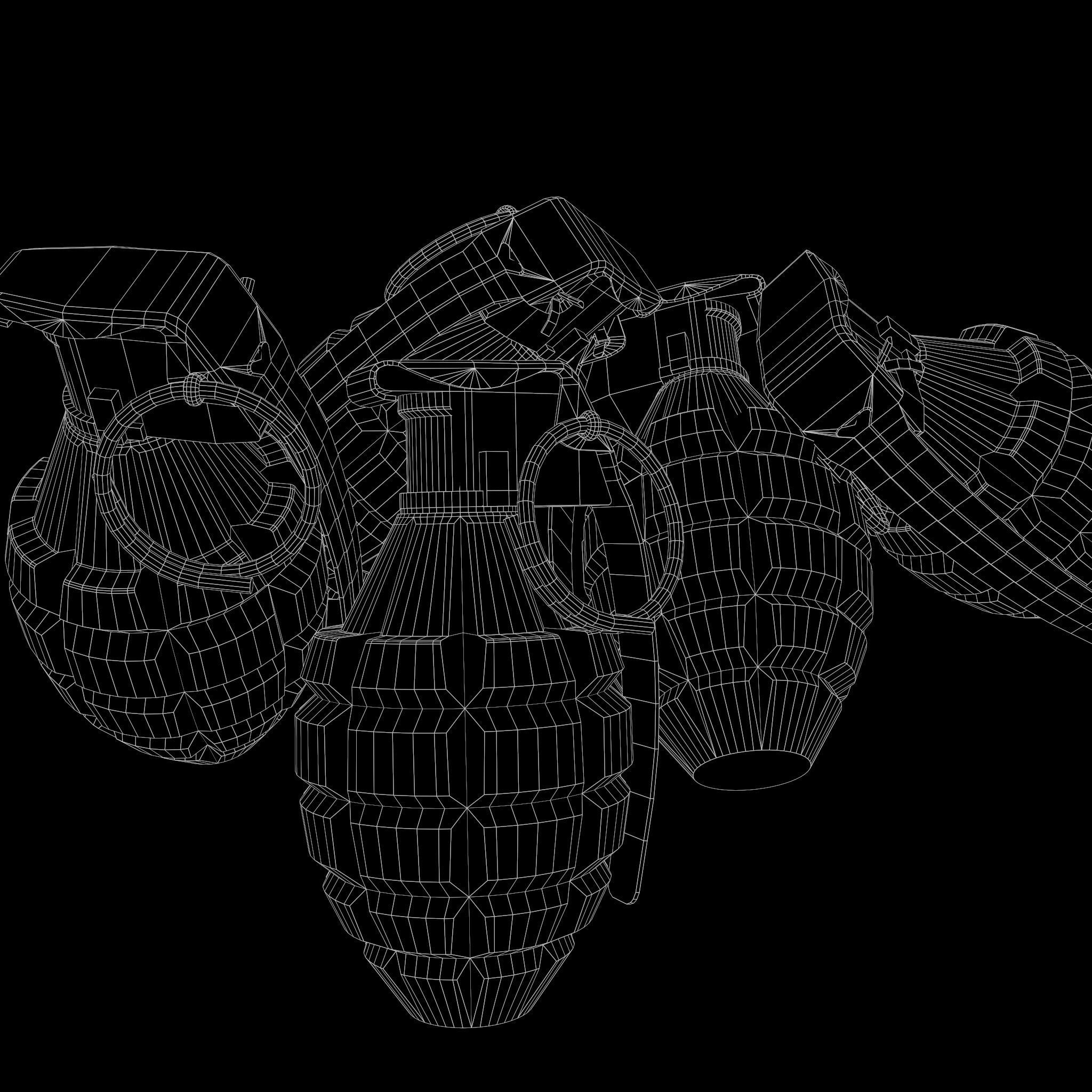 Grenade four grenades Low-poly 3D model_4