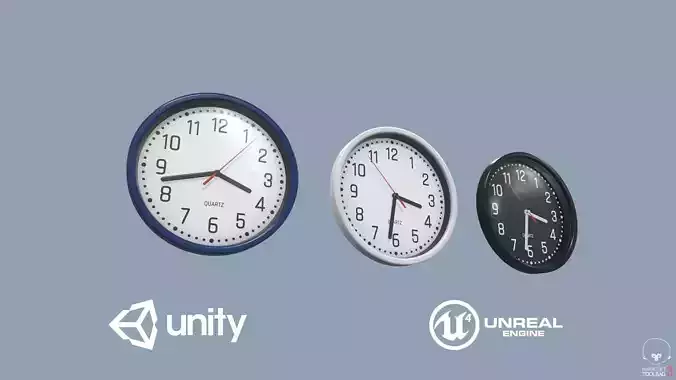 Wall Clock Low-poly 3D model