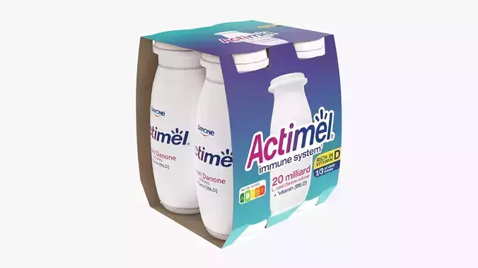 Danone Actimel bottles 4-pack 3D model