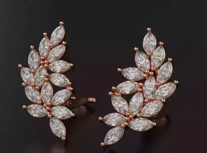 Stylish wing earrings with gems marquise 672