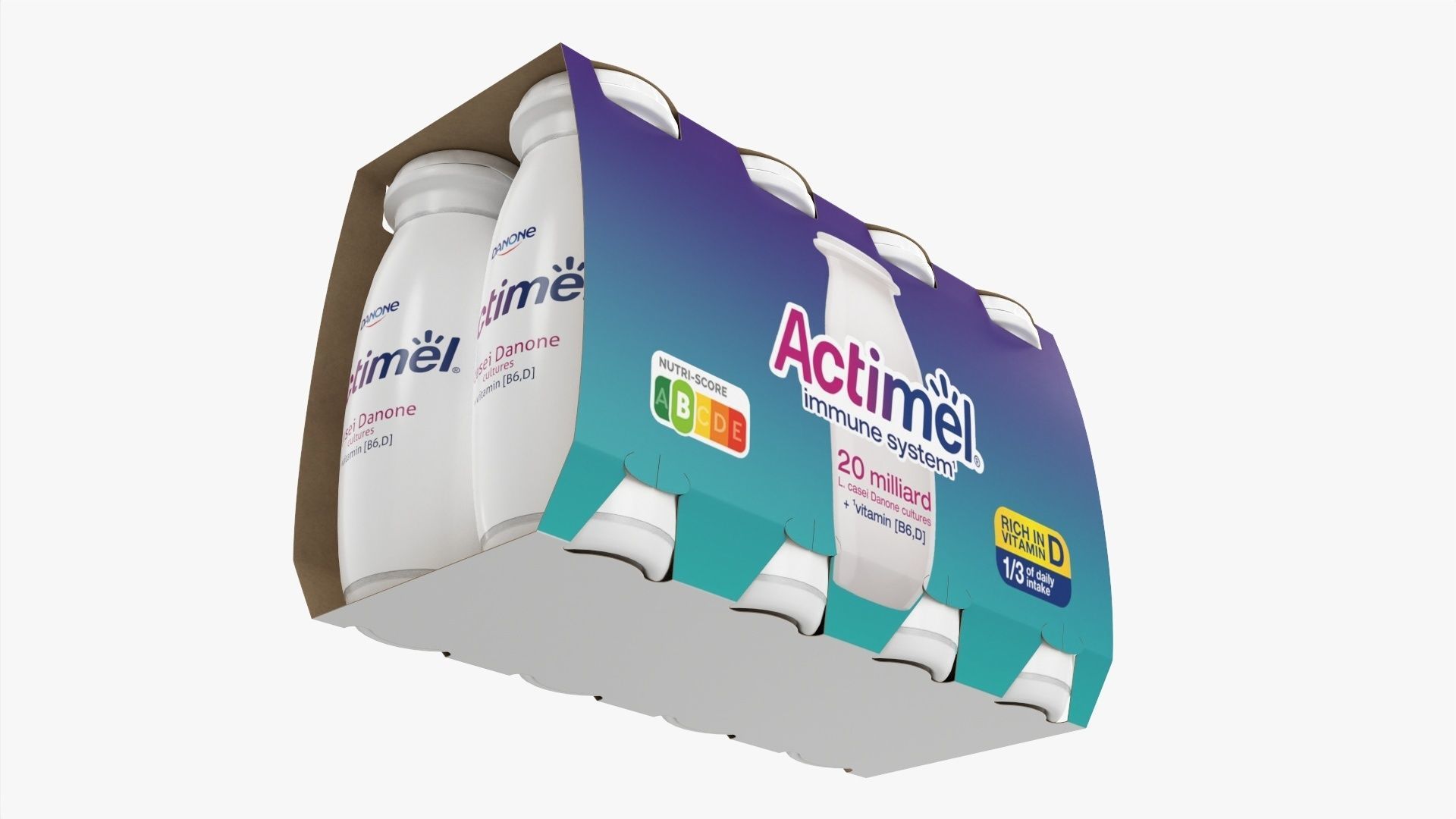 Danone Actimel bottles 8-pack 3D model_2