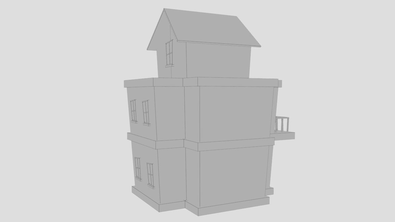 3D Cartoon Building House Low-poly 3D model_11