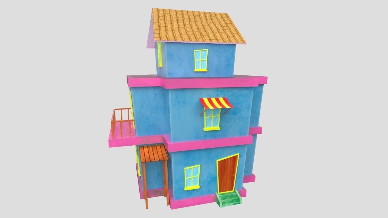 3D Cartoon Building House Low-poly 3D model_2