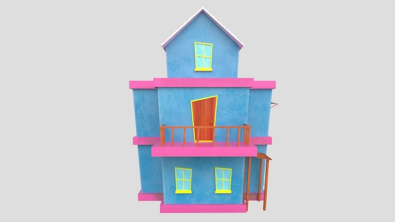 3D Cartoon Building House Low-poly 3D model_7