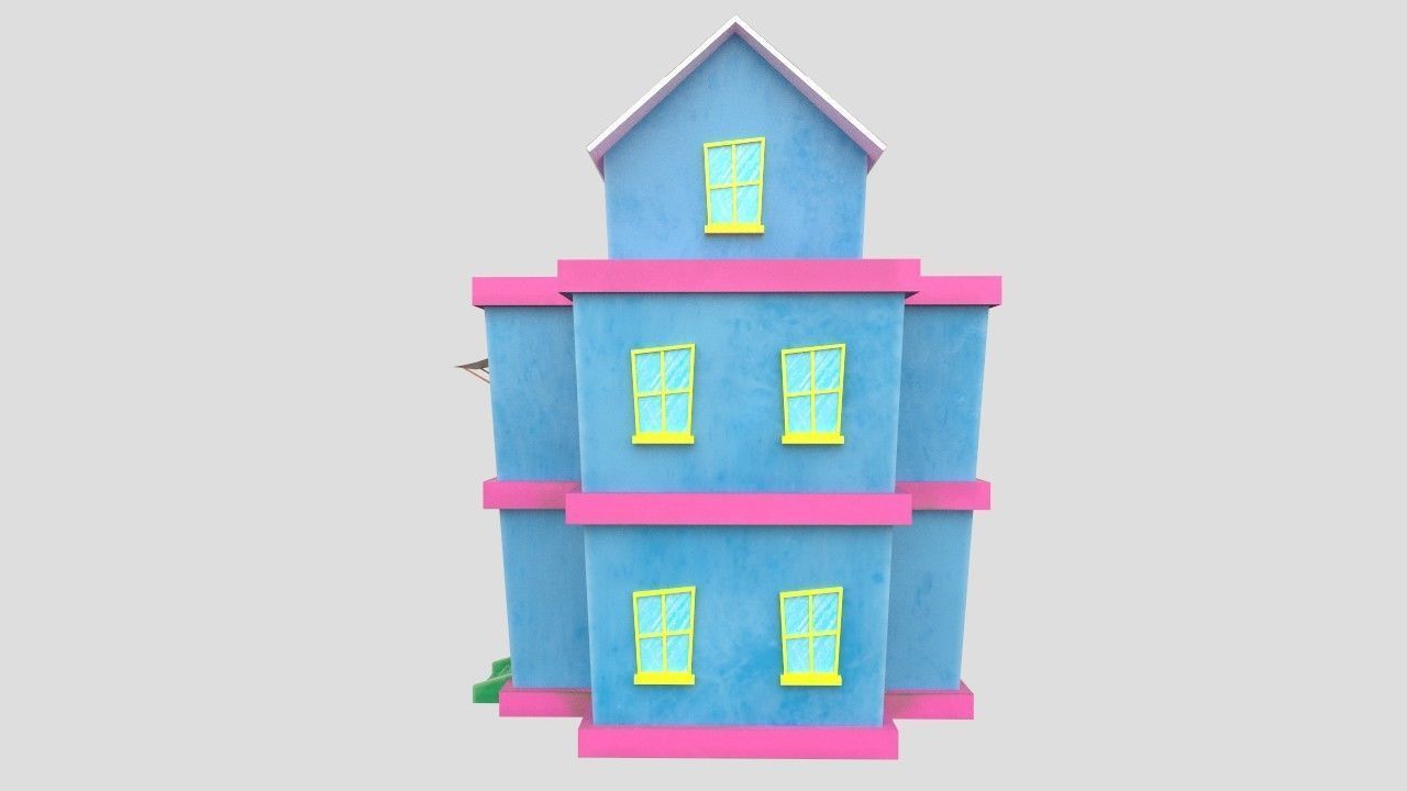 3D Cartoon Building House Low-poly 3D model_4