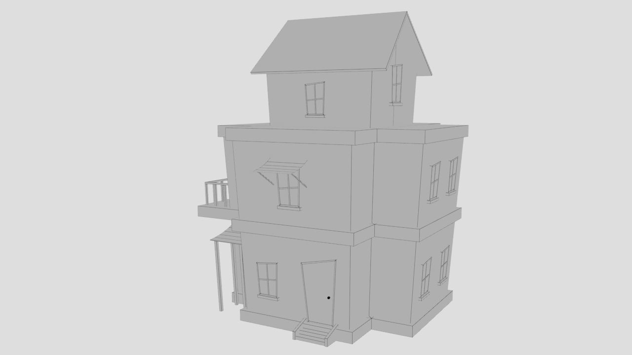 3D Cartoon Building House Low-poly 3D model_9