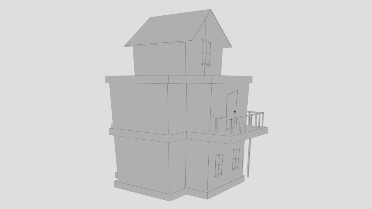 3D Cartoon Building House Low-poly 3D model_12