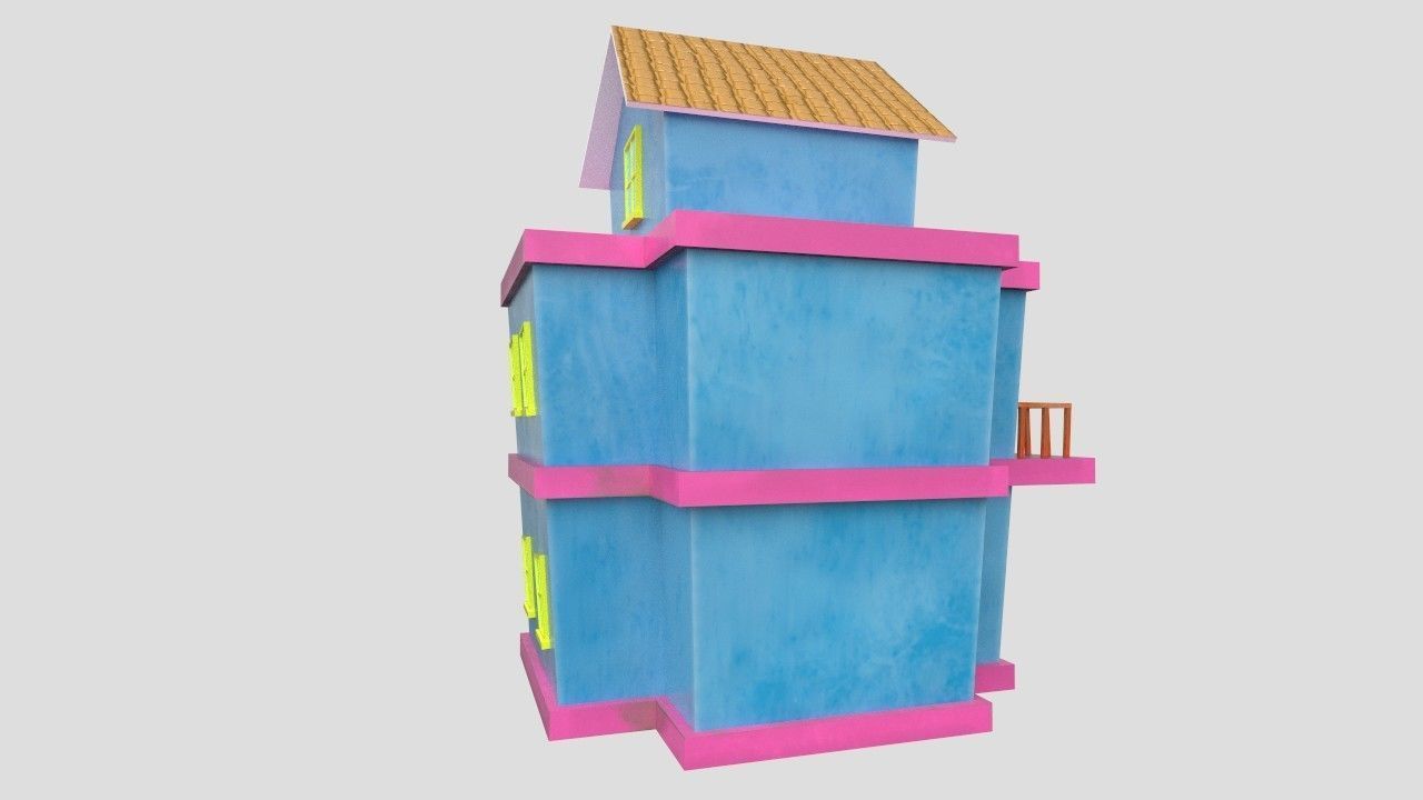 3D Cartoon Building House Low-poly 3D model_5