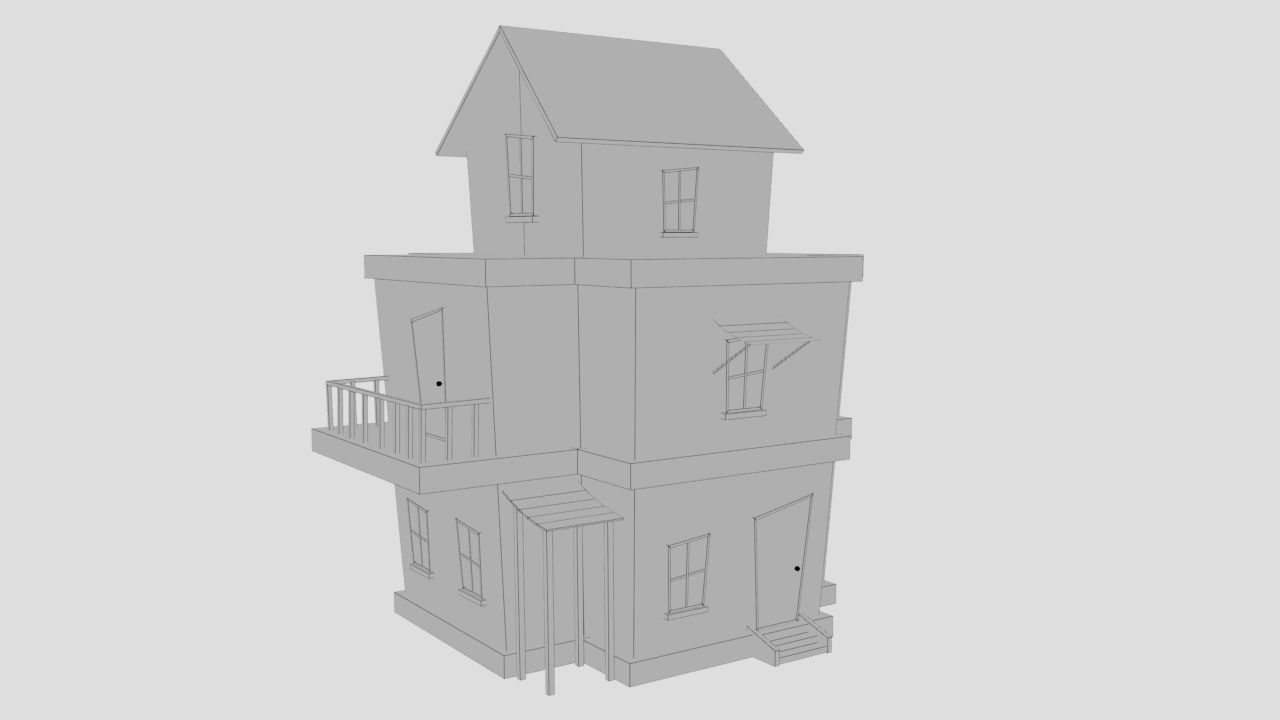 3D Cartoon Building House Low-poly 3D model_8