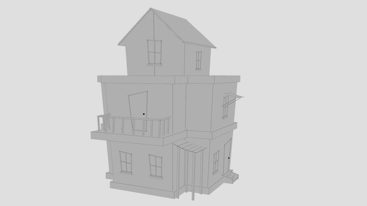 3D Cartoon Building House Low-poly 3D model_13