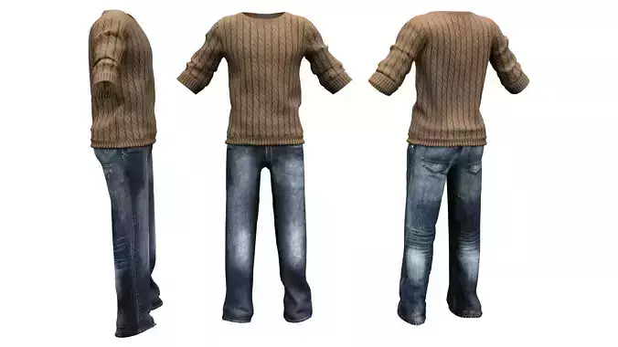 Male Round Neck Sweater and Pants
