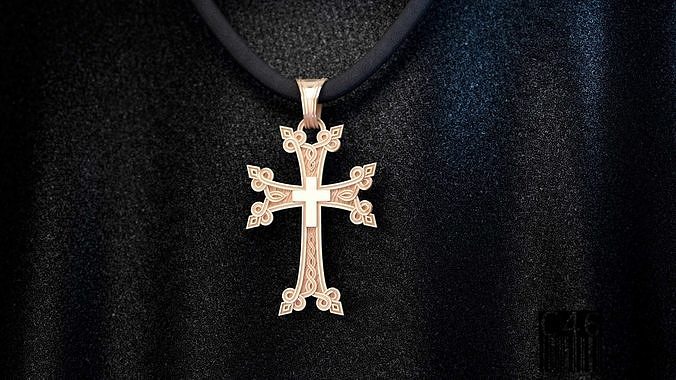 cross with a pattern 3D print model