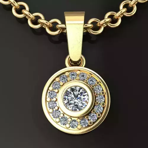 Halo Bezel Diamond V Gallery Pendant