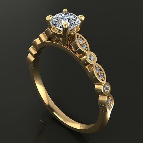 Solitaire Marquise Band Engagement Ring 3D print model