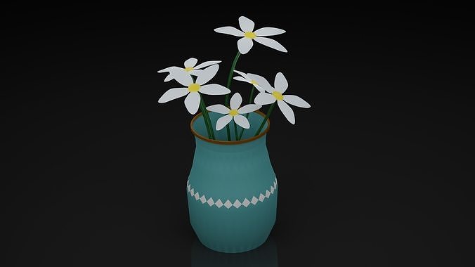 flowers picher daisies vase 3D print model