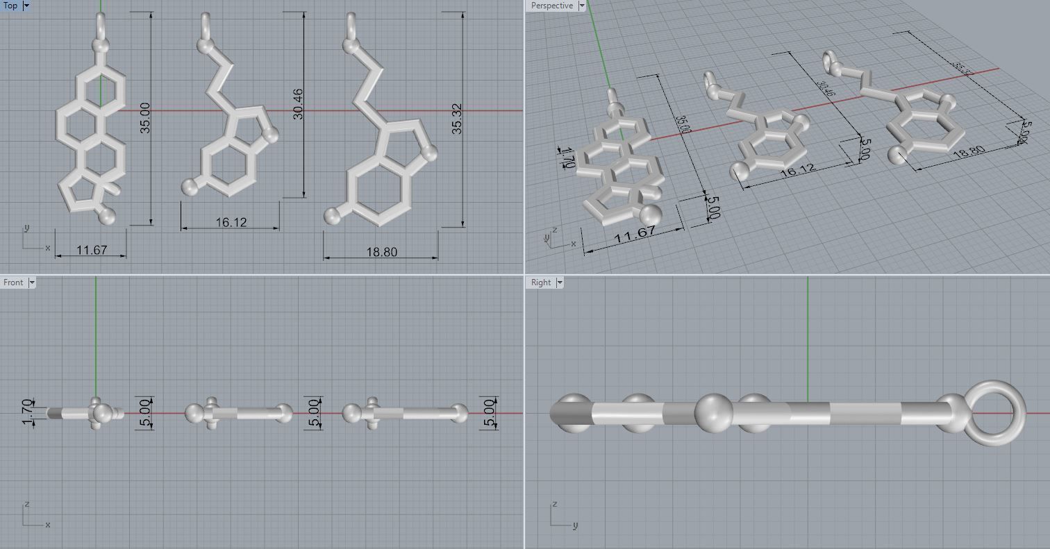 Molecule Pendant 3D print model_4