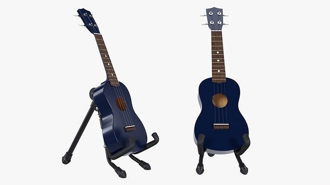 Ukulele guitar soprano blue with stand 3D model