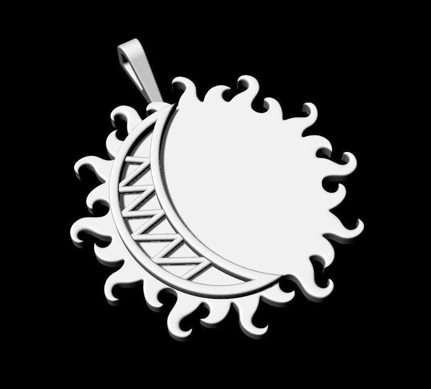Sun Moon Pendant 3D print model_1