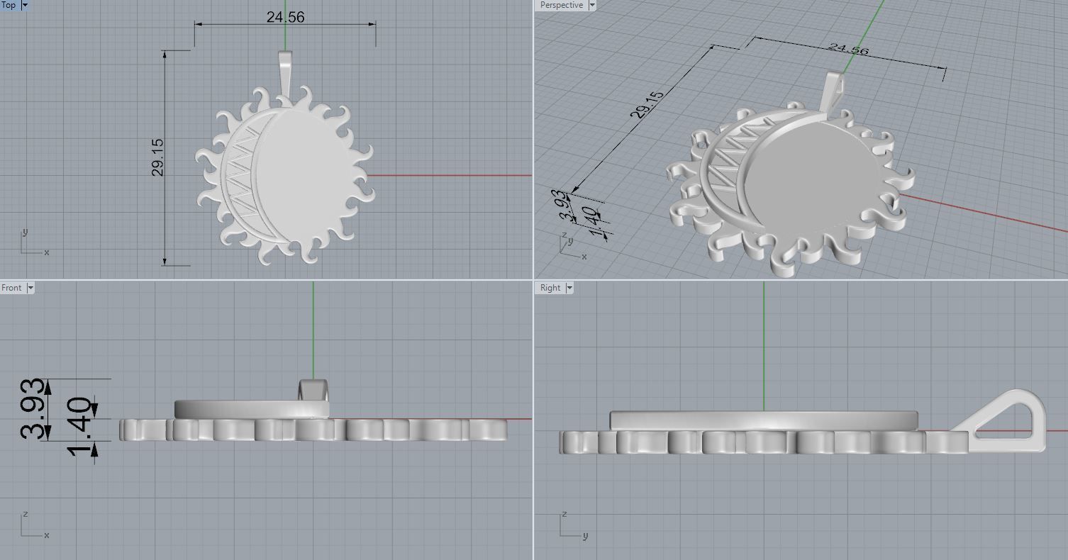 Sun Moon Pendant 3D print model_4