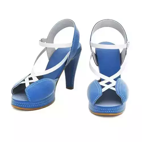 Blue Heels With White Straps