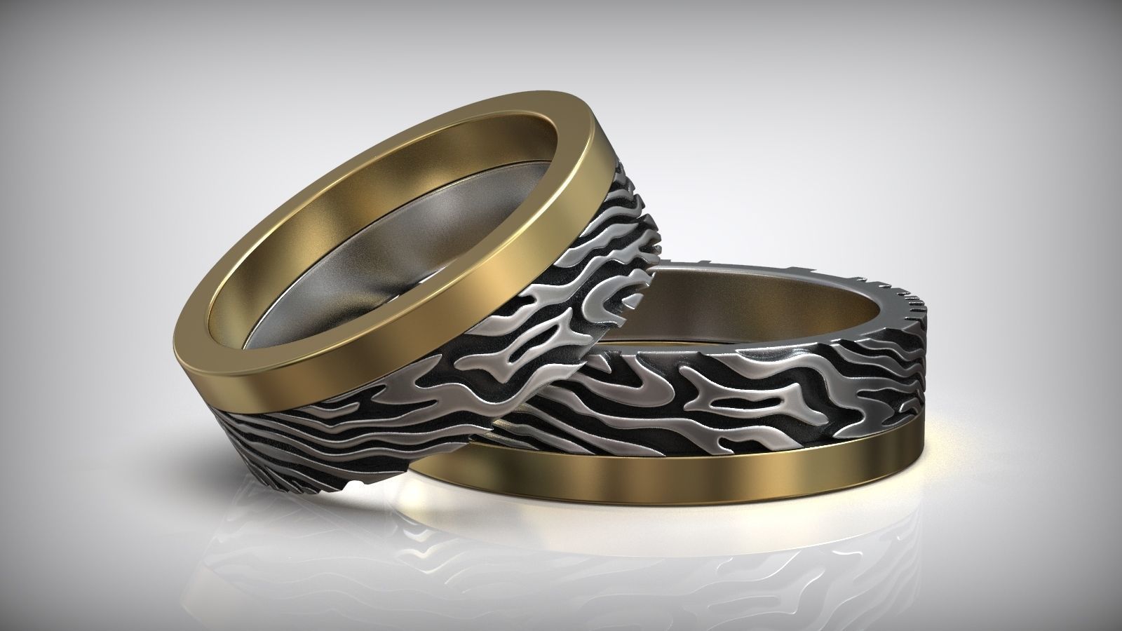 Mokume Gane Damask Pattern Wedding Band 3D print model_2