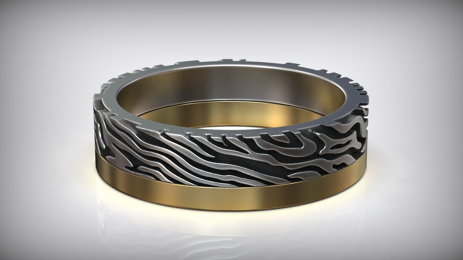 Mokume Gane Damask Pattern Wedding Band 3D print model_5