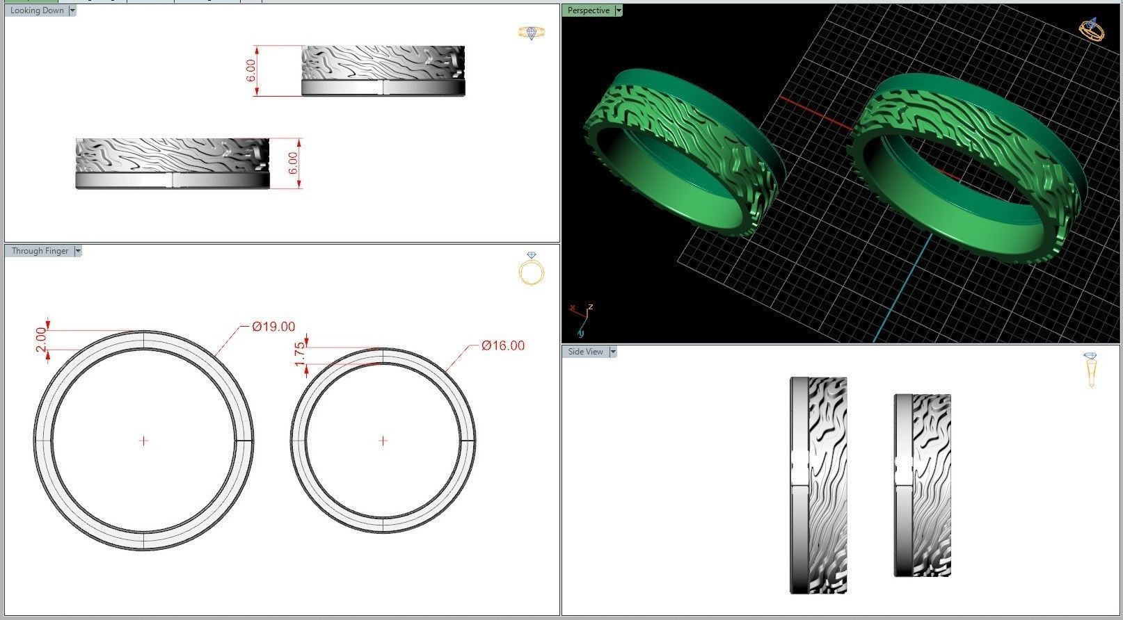 Mokume Gane Damask Pattern Wedding Band 3D print model_7