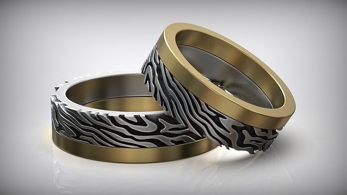 Mokume Gane Damask Pattern Wedding Band 3D print model