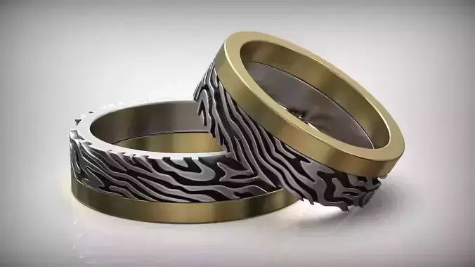 Mokume Gane Damask Pattern Wedding Band