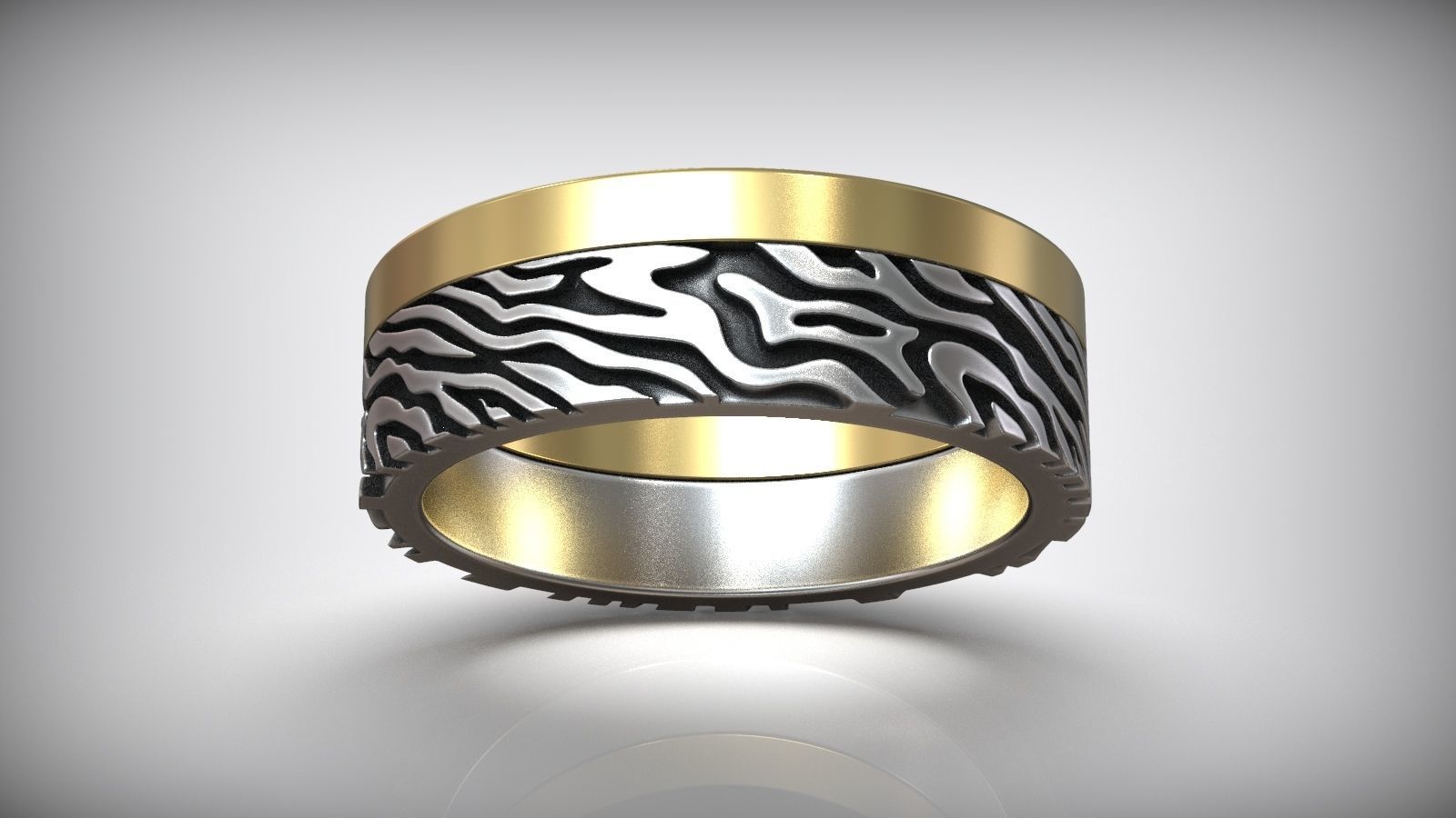 Mokume Gane Damask Pattern Wedding Band 3D print model_4