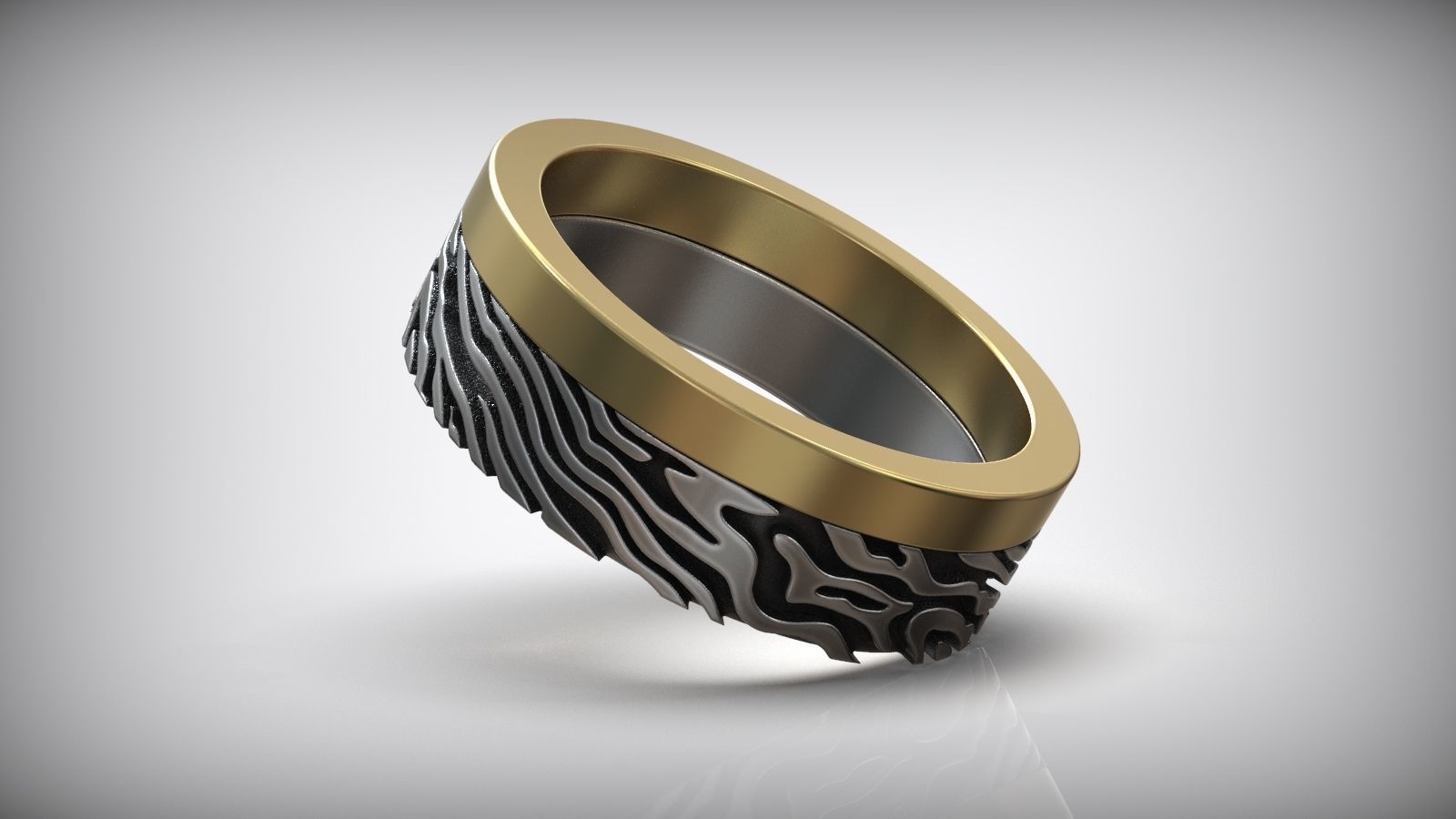 Mokume Gane Damask Pattern Wedding Band 3D print model_3