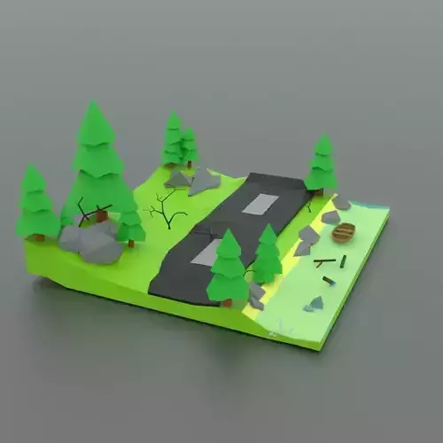 PBR Low-poly mini island for game Low-poly 3D model
