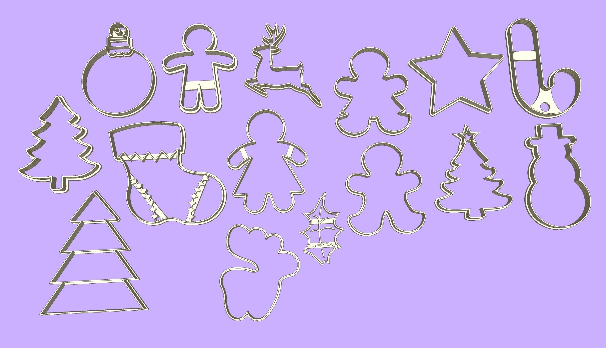 Christmas Cookie Cutter Set 3D print model_1