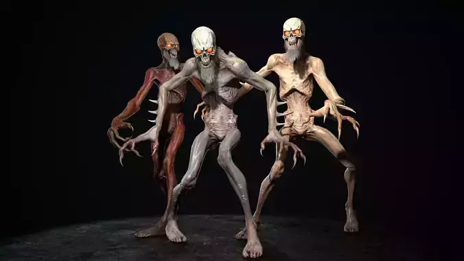 Mutant 2 undead creature Low-poly 3D model