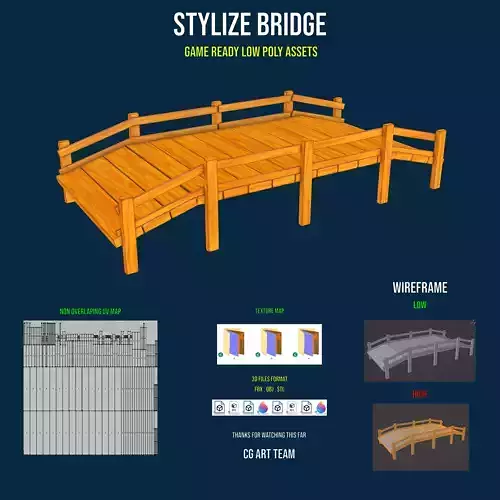 Game Ready Stylize Wooden Bridge 3d Model