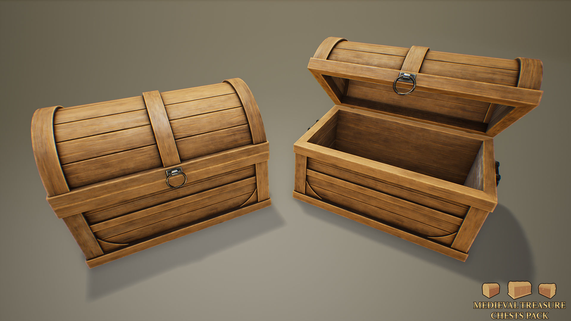 Medieval Treasure Chests Pack Low-poly 3D model_10