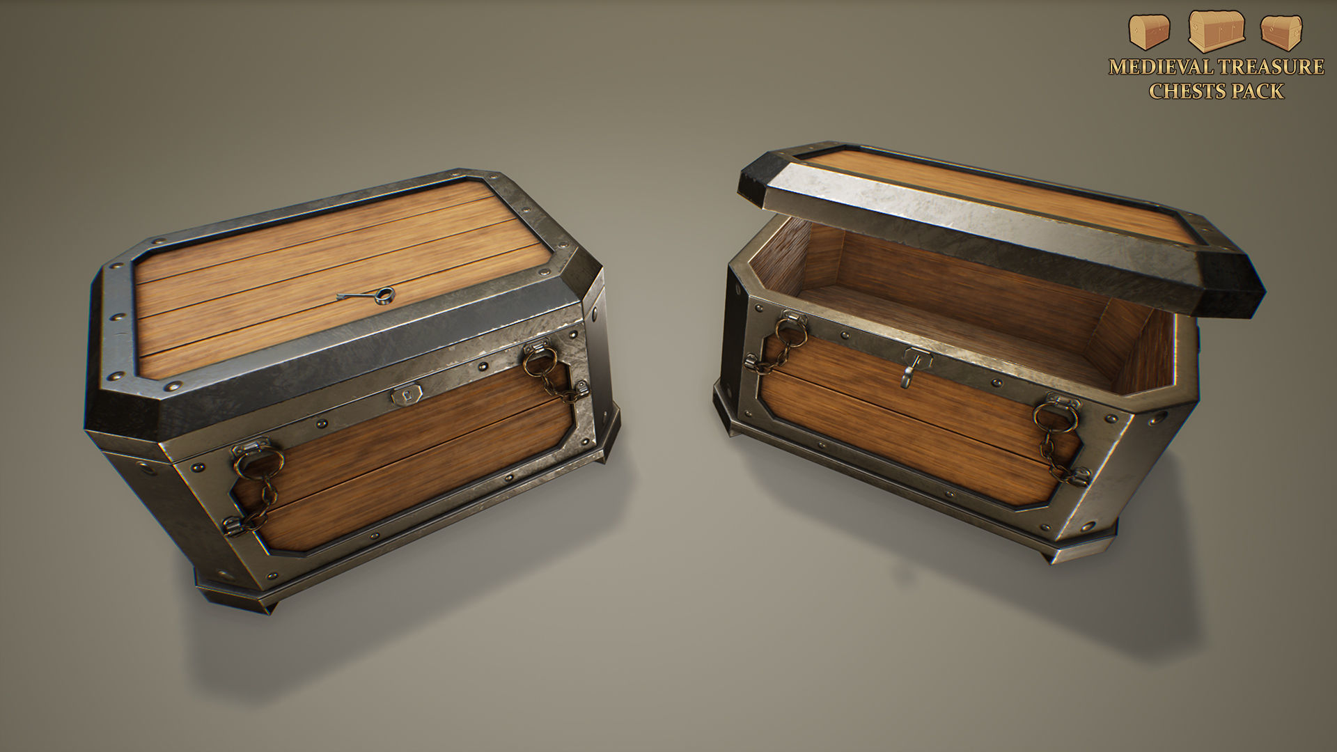 Medieval Treasure Chests Pack Low-poly 3D model_9
