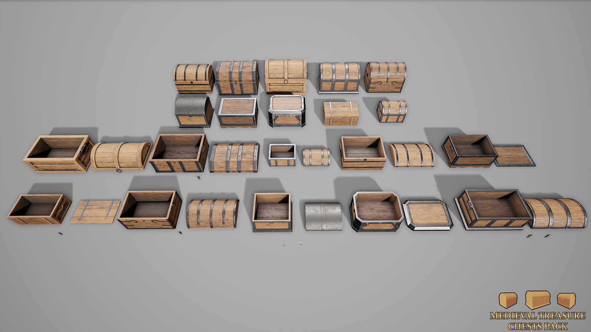 Medieval Treasure Chests Pack Low-poly 3D model_14